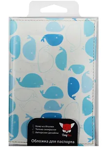 Обложка для паспорта Киты (кожа) (07-045)