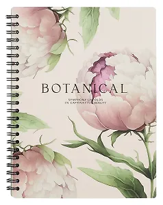 Тетрадь 80л кл. "Peony", пудровый, карт.обл., микротекстурирование, ламинация, спираль