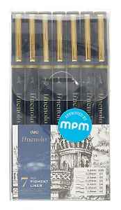 Линеры 07шт "Terra Colora" черные, 0.1/0.3/0.5/0.7мм, Hatber