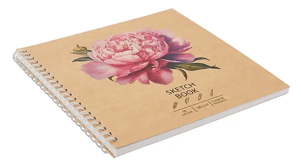 Скетчбук 190*190 30л "DRAFT and CRAFT. Peony", 180г/м2, обложка крафт картон, евроспираль 3069351 — 2