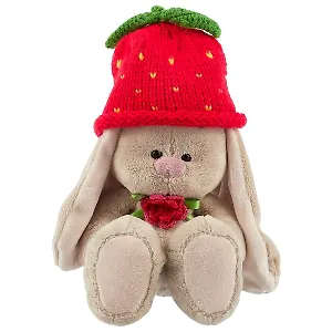 Игрушка мягкая Budi Basa, Зайка Ми в вязаной шапке Клубничка (малая), 18см