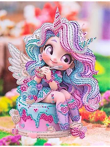 Алмазная мозаика (блестящая) с подрамником, с частичным заполнением "Милая куколка", 23 х 30 см