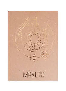Книга для записей А5- 96л "MakeYourDay" 7Б, крафт, тисение золот.фольгой, тонир.дизайнерск.блок
