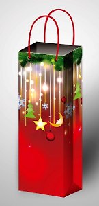Пакет подарочный бумажный бутылочный НГ 36*12*8 ламинат, ассорти B, МегаМАГ
