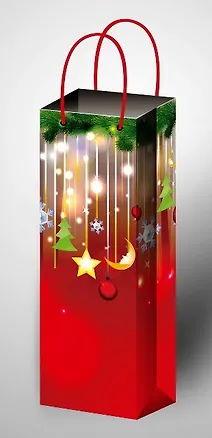 Пакет подарочный бумажный бутылочный НГ 36*12*8 ламинат, ассорти B, МегаМАГ 230447