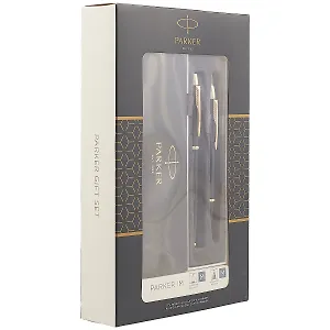 Подарочный набор Parker, IM Black GT, ручка шариковая синяя и ручка перьевая