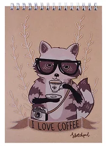 Скетчбук «Енот на каникулах», 40 листов, А5