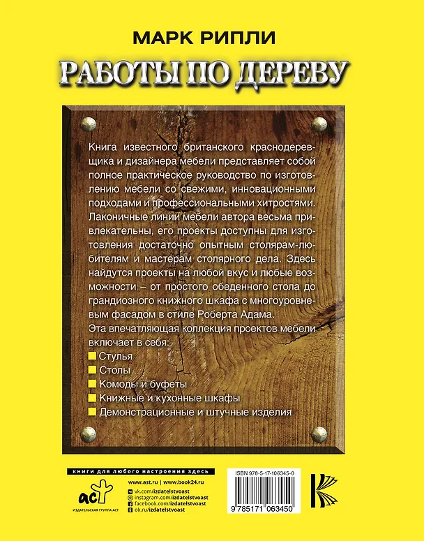 Книга Работы по дереву. Проекты и чертежи мебели для дома (Марк Рипли) — 2