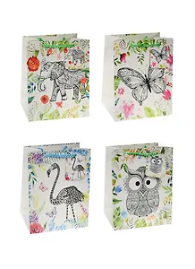 Пакет подарочный бумажный А5 23*18*10 "Животные ч-б", нейтр., мат. ламинат, Kairui