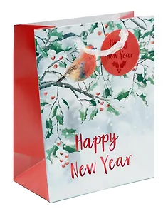 Пакет А5 23*18*10 "Снегирь. Happy New Year" НГ, бум.мат.ламинат