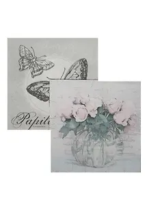 Набор салфеток для декупажа Ваза с цветами и бабочки (80031/13308721) (2шт) (упаковка)