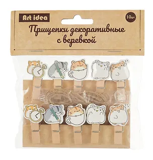 Прищепки декоративные с веревкой "Котики", 10 штук 2987982