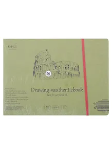 Скетчбук 24,5*18,6см 8л "SMLT Art Acrylic authenticbook", с резинкой, 290г/м2, белый, сшивка