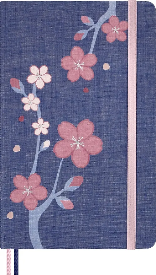 Книга для записей А5, 88 листов в линейку "Le Sakura Large", синяя, обложка текстиль, Moleskine 3130353 — 8