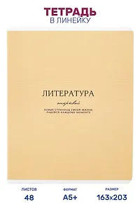 Тетрадь предметная "Литература", 48 листов в линейку серии "Dreamy", со справочным материалом, на скрепке, Be Smart
