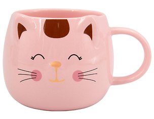 Кружка с ушками Котик розовый (керамика) (480мл) (12-6641-202604-11) 3163339