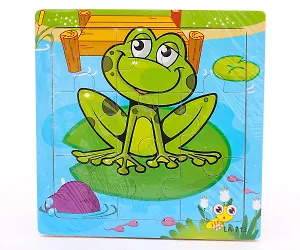 Деревянная пазл-рамка (15х15) "ЛЯГУШКА" (9 элементов) (арт. G212)