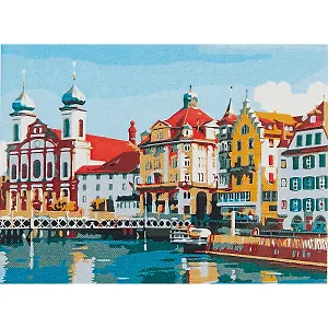 Холст с красками по номерам "Архитектура дневного Люцерна", 22 х 30 см, 14цв