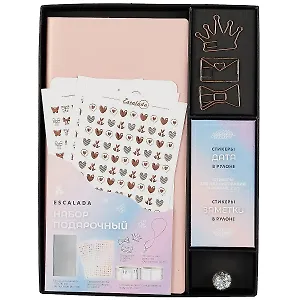 Записная книжка А6 96л розовая, мягкий переплет, стикеры+скрепки+брелок в комплекте, тонир.блок