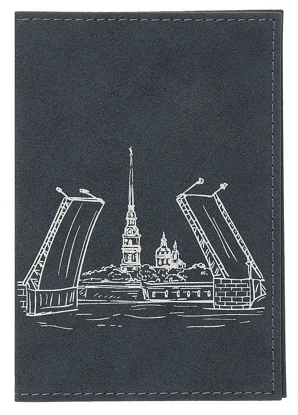 Обложка для паспорта СПб Мосты (эко кожа, нубук) (ОПН2024-6) 3038844 — 1