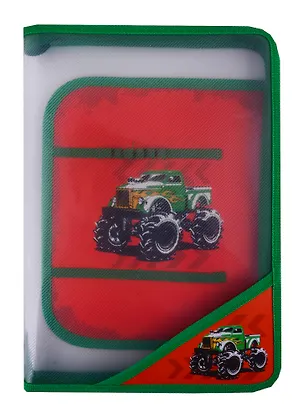 Папка для труда А4 "Монстр-Трак" пластиковая, молния с 3х сторон, внутр.блок для канц.принадлежностей 250677