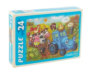 Пазл 24 элемента "Веселый трактор №7" 300х215 мм