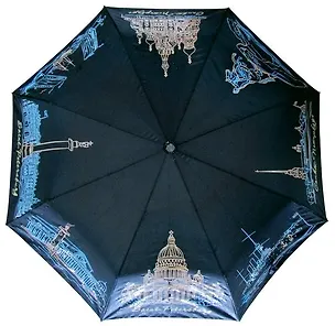 Сувенир, АКМ Зонт полуавтомат СПБ черный/хамелеон 35SA-01BL 334287