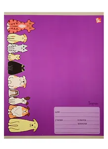 Тетрадь в клетку Unnika, "Однотонная с рисунком (зверушки)", 12 листов, в ассортименте