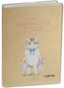 Записная книжка А6 80л кл. "Adorable cat" карт.обл., с ПВХ-обложкой, тонир.внутр.блок, LENWA