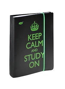 Тетрадь 120л кл. "KEEP CALM" на кольцах, смен.блок, прозр.пластик.обл., резинка, stila