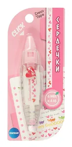 Корректор-лента "Сердечки" 6 мм х 4 м с рисунками для коррекции текста, творческих работ