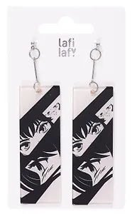 Серьги прямоугольные Аниме Глаза (ч/б) (7х2,5) Lafilaf