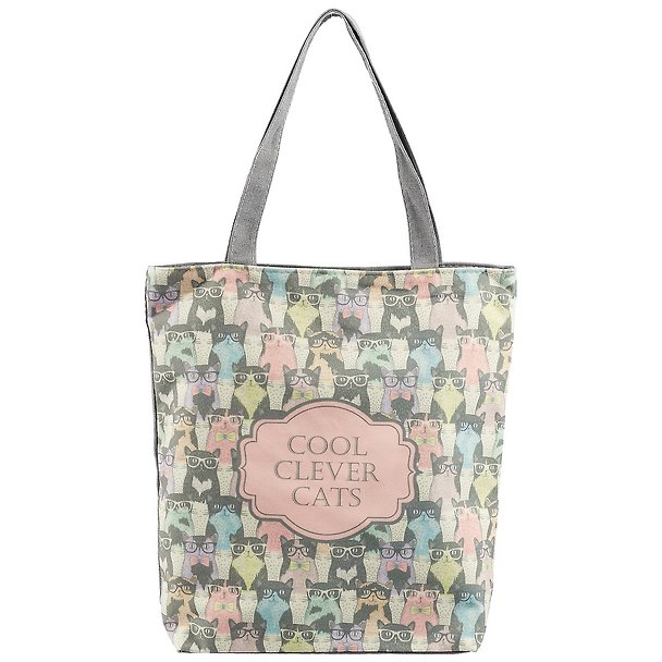 Сумка-шоппер на молнии Cool Clever Cats 38*35см (текстиль, флис) 2562093 — 1