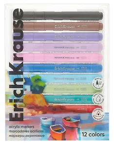 Маркеры акриловые 12цв "Art Spirit" кистевидные, водн.основа, пл.уп., ErichKrause