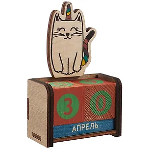 Календарь вечный Котик-единорог (7х11х3,5) (дерево) (kd5) 2851600