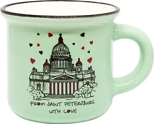 Кружка фарфоровая мал. под эмаль From SPb with love. Исаакий, 100мл