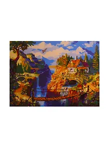Набор для раскрашивания по номерам ТМ Рыжий Кот Холст с красками 40х50см по номерам Домик у обрыва Х-8295