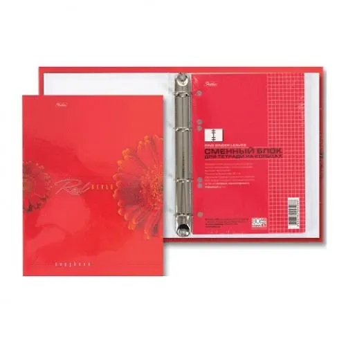 Тетрадь 80л кл. "Red Style" на кольцах, +2 смен.блока, Hatber 218851 — 1