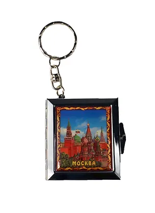 Брелок мет. фоторамка квадратный "Москва. Коллаж" цв. серебро (111CHE-20) 2374623
