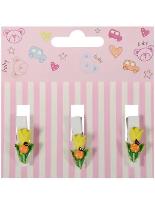 Набор прищепок декоративных, 3 шт, полистоун,тюльпан с божьей коровкой 2537230
