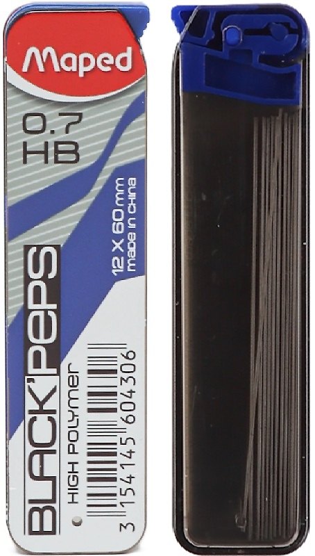 Грифели 0,7мм HB (12 шт), "BLACK PEP'S", Maped 3156861 — 1