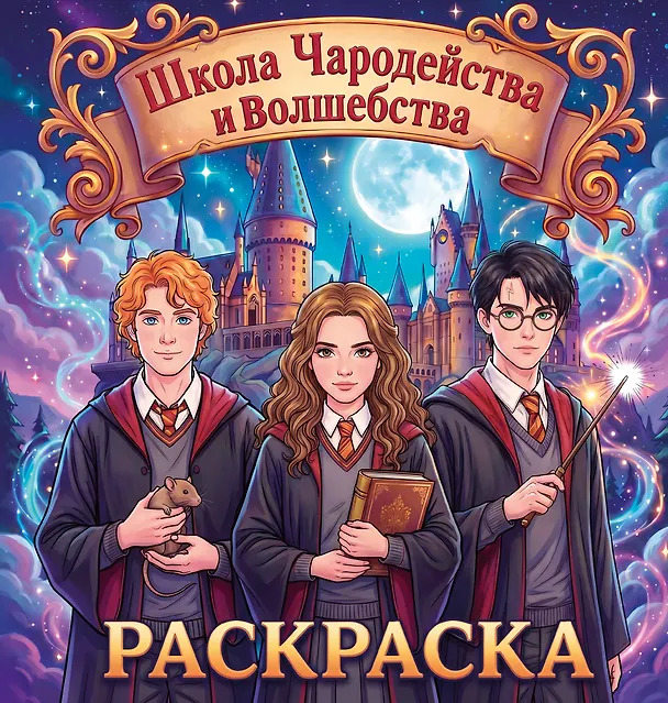 Книга Школа чародейства и волшебства. Раскраска () — 1