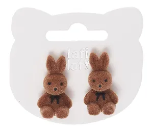 Сережки Зайчики плюшевые (кофейные оттенки) (2шт) (текстиль) (12-48782-202405-AC11) (Lafilaf)