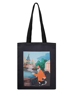 Сумка-шоппер СПб Ноксо Наедине с Петербургом Возле Спаса (черная) (текстиль) (40х32) (СК2025-302)
