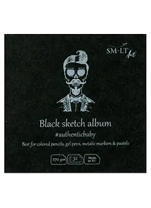 Скетчбук 9*9см 32л "SMLT Art Authenticbaby Black", 170г/м2, черная бумага, 7БЦ
