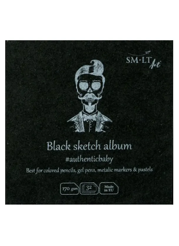 Скетчбук 9*9см 32л "SMLT Art Authenticbaby Black", 170г/м2, черная бумага, 7БЦ 2932312 — 1