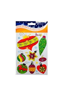 Новогодние самокл. наклейки на стекло Елочные укарашения (37314) (упаковка)
