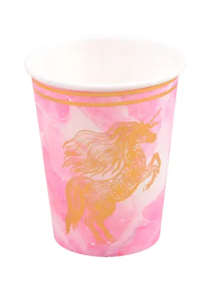 Набор бумажных стаканов Единорог на розовом фоне с золотом (6шт) (12-1216-Y14-6) 2820124
