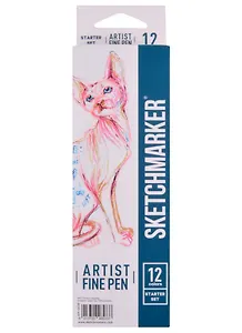Ручки капиллярные 12цв Artist fine pen Starter, к/к, Sketchmarker