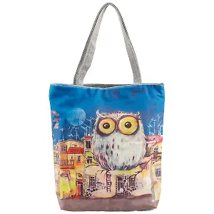 Сумка-шоппер на молнии Белая сова 38*35см (текстиль, флис)